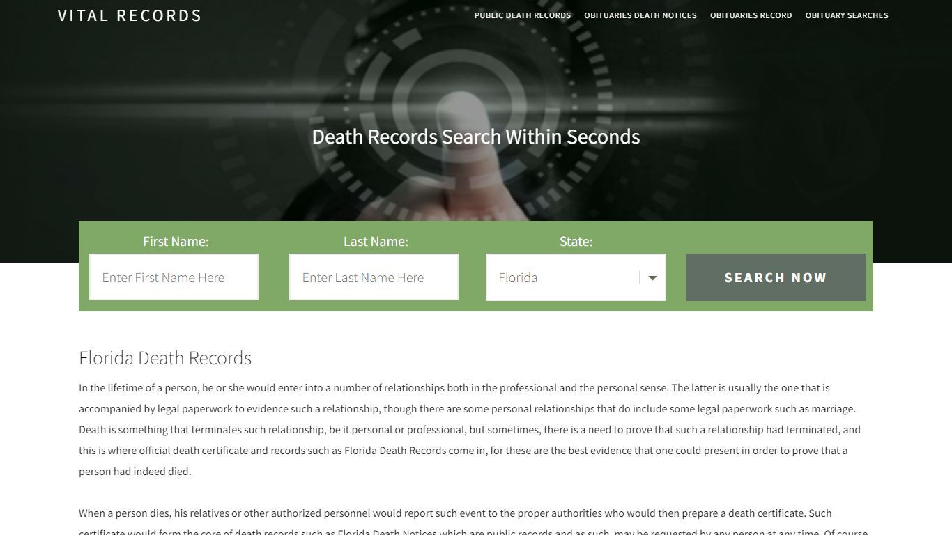 Florida Death Records | Enter Name and Search | 14 Days Free